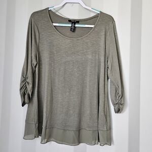 Style & Co. Olive Scoop Neck Tunic with Chiffon Hem